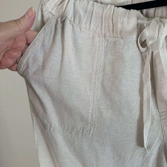 Caslon Size L Women's Drawstring Wide Leg Linen Blend Pants Flax Summer Comfort - Picture 3 of 7